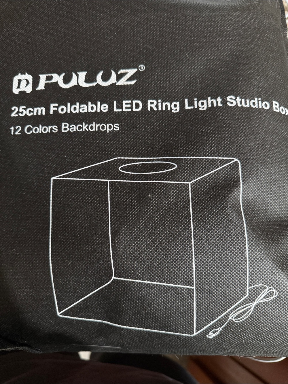 Ulu 25cm Foldable LED Ring Light Studio Box - Black